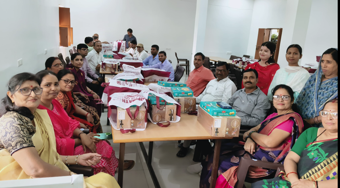 Staff receiving Diwali gifts