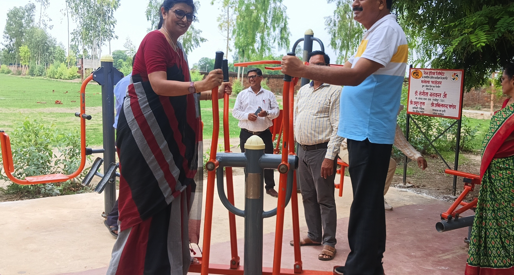 Students at Fitness Equipment