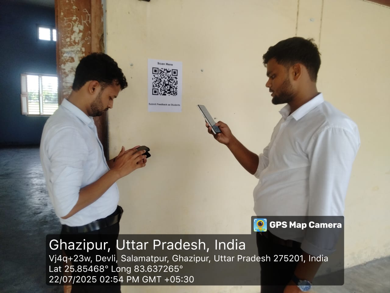 Students submitting feedback via QR code